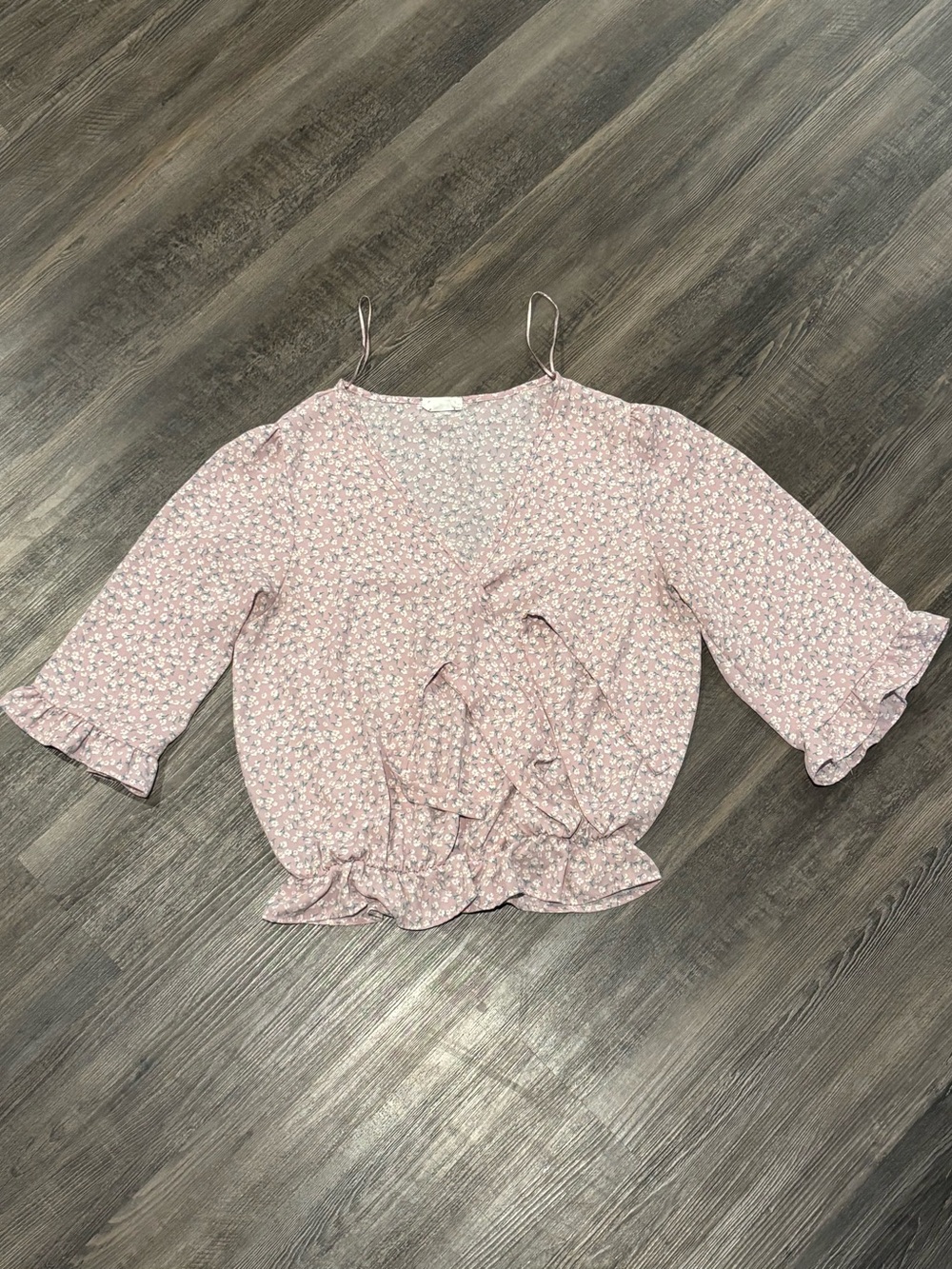 Sienna Sky Pink Floral Ruffle Wrap Top